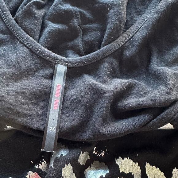 Womens Shirt Size 2X Black Metallic Futuristic Y3K Whimsigoth Animal Print Sleek - Picture 7 of 8